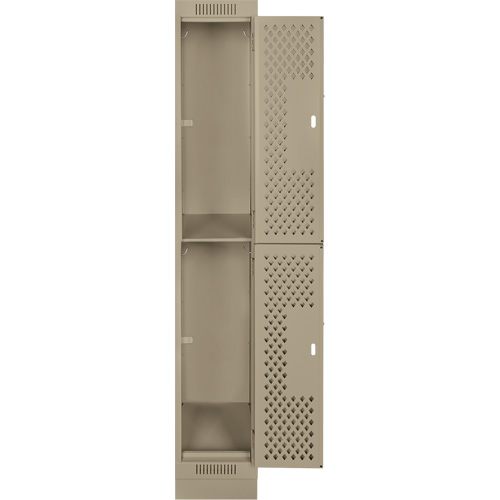 Clean Line Lockers, 2 -tier, 12" x 18" x 76", Steel, Beige, Rivet (Assembled), Perforated The Estey Group