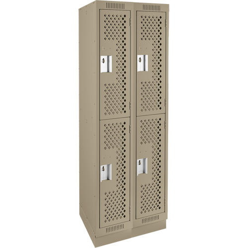 Clean Line Lockers, 2 -tier, Bank of 2, 24" x 18" x 76", Steel, Beige, Rivet (Assembled), Perforated The Estey Group