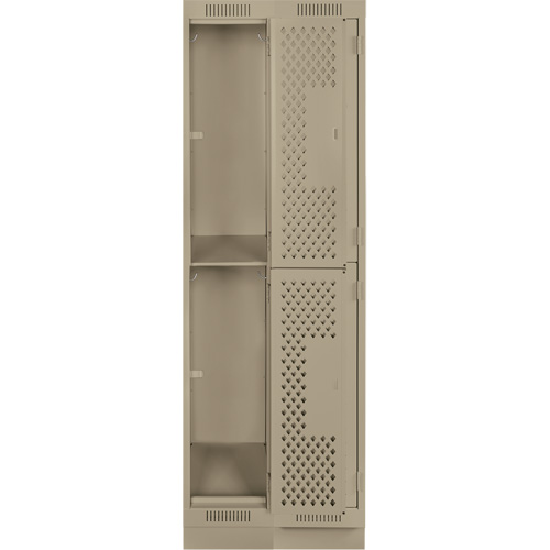 Clean Line Lockers, 2 -tier, Bank of 2, 24" x 18" x 76", Steel, Beige, Rivet (Assembled), Perforated The Estey Group