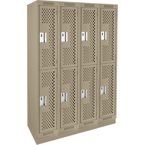 Clean Line Lockers, 2 -tier, Bank of 4, 48" x 18" x 76", Steel, Beige, Rivet (Assembled), Perforated The Estey Group