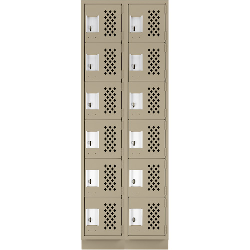 Clean-Line Perforated Lockerette, 6 -tier, Bank of 2, 12" x 72" x 12", Steel The Estey Group