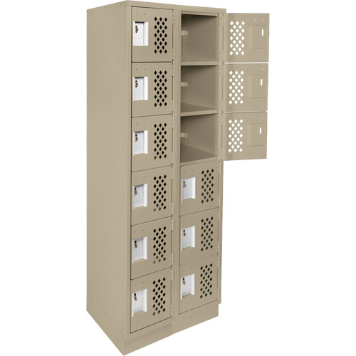Clean-Line Perforated Lockerette, 6 -tier, Bank of 2, 12" x 72" x 12", Steel The Estey Group
