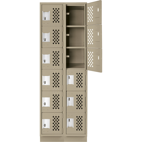 Clean-Line Perforated Lockerette, 6 -tier, Bank of 2, 12" x 72" x 12", Steel The Estey Group
