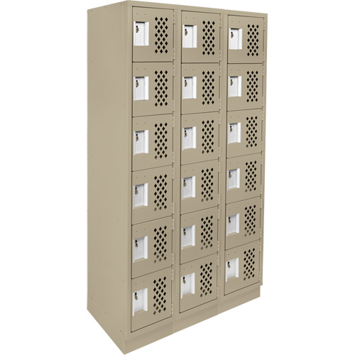 Clean-Line Perforated Lockerette, 6 -tier, Bank of 3, 12" x 72" x 12", Steel The Estey Group