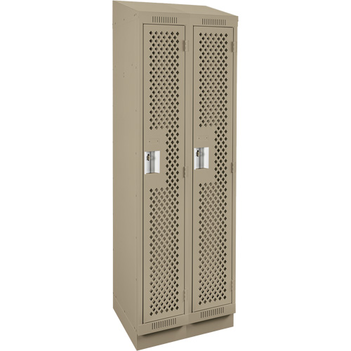 Clean Line Lockers, Bank of 2, 24" x 18" x 82", Steel, Beige, Rivet (Assembled), Perforated The Estey Group