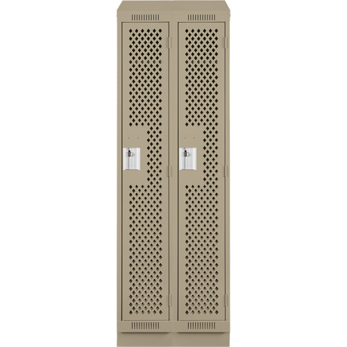 Clean Line Lockers, Bank of 2, 24" x 18" x 82", Steel, Beige, Rivet (Assembled), Perforated The Estey Group
