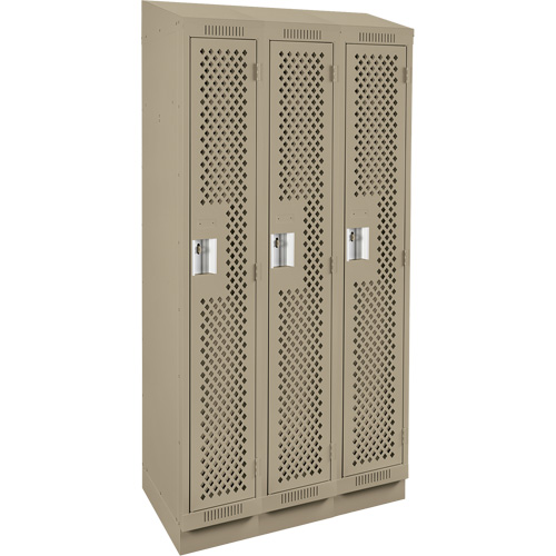Casiers Clean Line, Bloc de 3, 36" x 18" x 82", Acier, Beige, Rivet (assembl&eacute;), Perfor&eacute; The Estey Group
