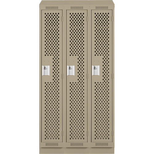 Casiers Clean Line, Bloc de 3, 36" x 18" x 82", Acier, Beige, Rivet (assembl&eacute;), Perfor&eacute; The Estey Group