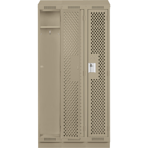 Casiers Clean Line, Bloc de 3, 36" x 18" x 82", Acier, Beige, Rivet (assembl&eacute;), Perfor&eacute; The Estey Group