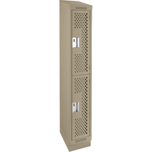Casiers Clean Line, 2 niveaux, 12" x 18" x 82", Acier, Beige, Rivet (assembl&eacute;), Perfor&eacute; The Estey Group