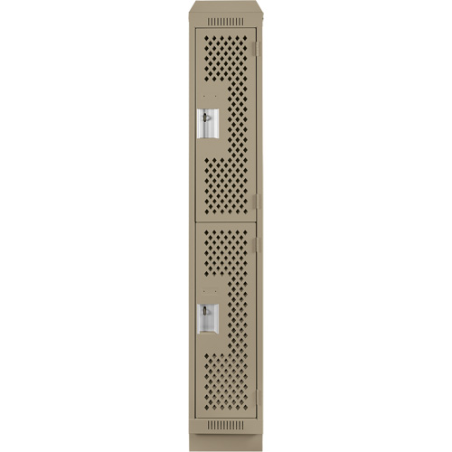 Casiers Clean Line, 2 niveaux, 12" x 18" x 82", Acier, Beige, Rivet (assembl&eacute;), Perfor&eacute; The Estey Group