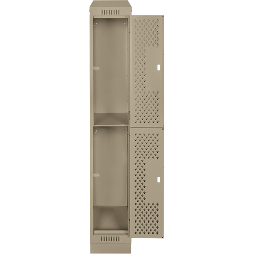 Casiers Clean Line, 2 niveaux, 12" x 18" x 82", Acier, Beige, Rivet (assembl&eacute;), Perfor&eacute; The Estey Group