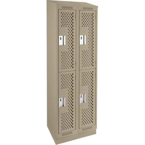 Clean Line Lockers, 2 -tier, Bank of 2, 24" x 15" x 82", Steel, Beige, Rivet (Assembled), Perforated The Estey Group
