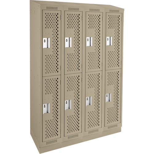 Clean Line Lockers, 2 -tier, Bank of 4, 48" x 18" x 82", Steel, Beige, Rivet (Assembled), Perforated The Estey Group