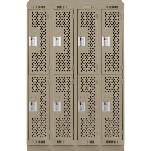 Clean Line Lockers, 2 -tier, Bank of 4, 48" x 18" x 82", Steel, Beige, Rivet (Assembled), Perforated The Estey Group
