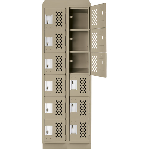Assembled Lockerettes Clean Line Perforated Economy Lockers, 6 -tier, Bank of 2, 18" x 72" x 12", Steel The Estey Group