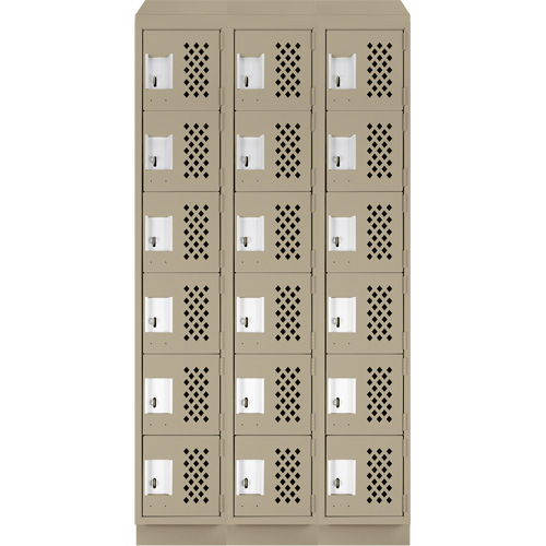 Assembled Lockerettes Clean Line Perforated Economy Lockers, 6 -tier, Bank of 3, 18" x 72" x 12", Steel The Estey Group