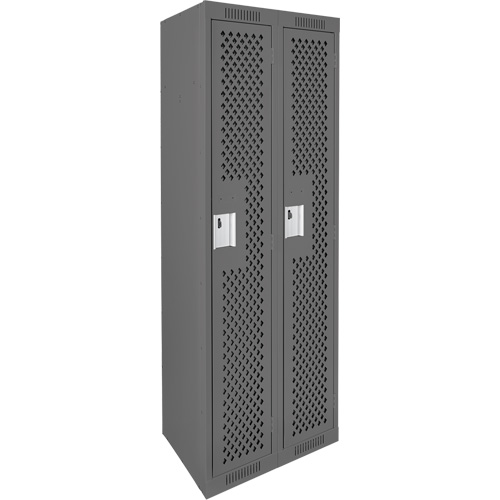 Clean Line Lockers, Bank of 2, 24" x 12" x 72", Steel, Charcoal, Rivet (Assembled), Perforated The Estey Group