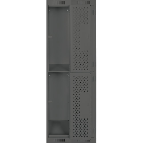 Clean Line Lockers, 2 -tier, Bank of 2, 24" x 15" x 72", Steel, Charcoal, Rivet (Assembled), Perforated The Estey Group