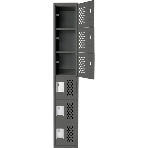 Assembled Lockerettes Clean Line Perforated Economy Lockers, 6 -tier, 18" x 72" x 12", Steel The Estey Group