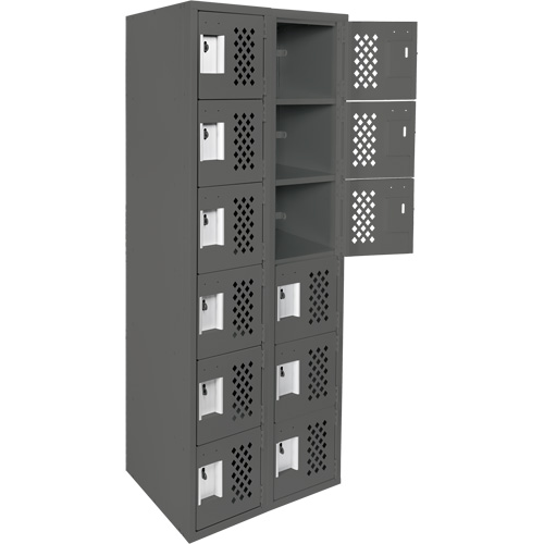 Assembled Lockerettes Clean Line Perforated Economy Lockers, 6 -tier, Bank of 2, 18" x 72" x 12", Steel The Estey Group