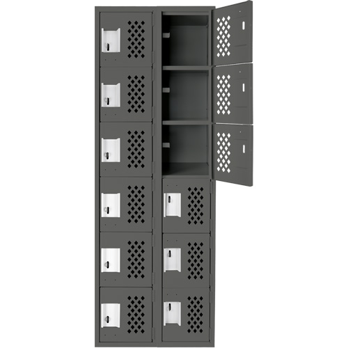 Assembled Lockerettes Clean Line Perforated Economy Lockers, 6 -tier, Bank of 2, 18" x 72" x 12", Steel The Estey Group