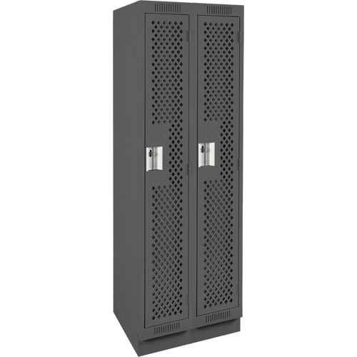 Clean Line Lockers, Bank of 2, 24" x 15" x 76", Steel, Charcoal, Rivet (Assembled), Perforated The Estey Group