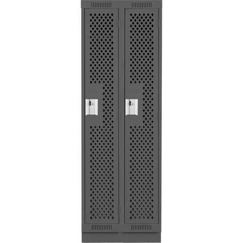 Clean Line Lockers, Bank of 2, 24" x 15" x 76", Steel, Charcoal, Rivet (Assembled), Perforated The Estey Group