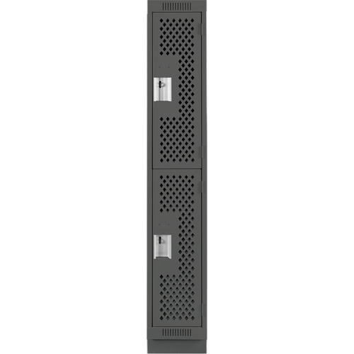 Clean Line Lockers, 2 -tier, 12" x 18" x 76", Steel, Charcoal, Rivet (Assembled), Perforated The Estey Group