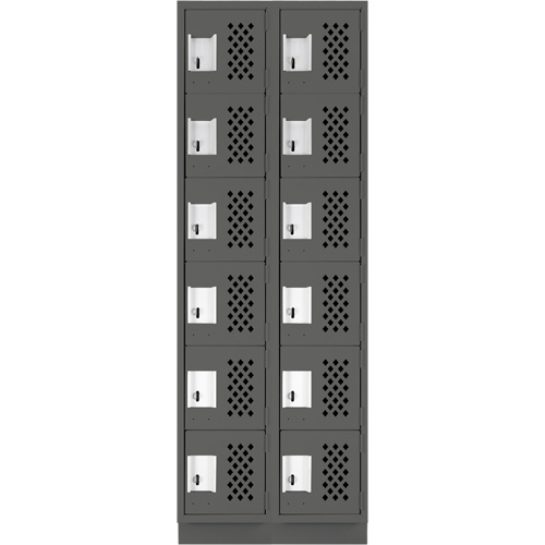 Clean-Line Perforated Lockerette, 6 -tier, Bank of 2, 12" x 72" x 12", Steel The Estey Group
