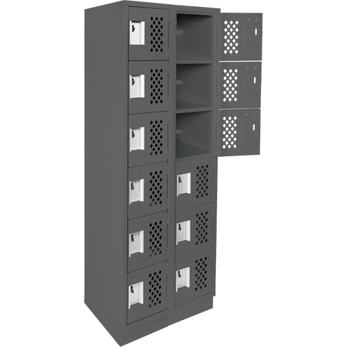 Clean-Line Perforated Lockerette, 6 -tier, Bank of 2, 12" x 72" x 12", Steel The Estey Group