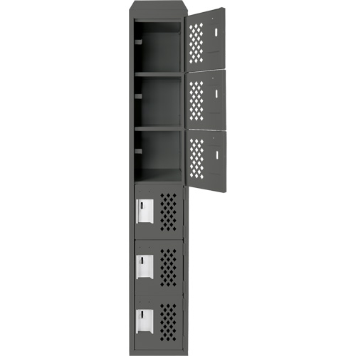 Assembled Lockerettes Clean Line Perforated Economy Lockers, 6 -tier, 18" x 72" x 12", Steel The Estey Group