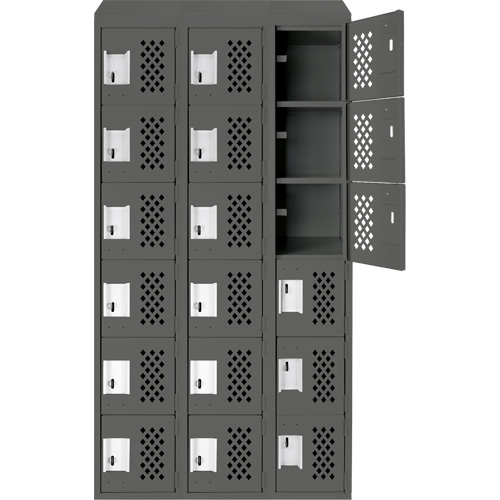 Clean-Line Perforated Lockerette, 6 -tier, Bank of 3, 15" x 72" x 12", Steel The Estey Group
