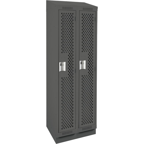 Clean Line Lockers, Bank of 2, 24" x 18" x 82", Steel, Charcoal, Rivet (Assembled), Perforated The Estey Group