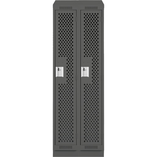 Clean Line Lockers, Bank of 2, 24" x 18" x 82", Steel, Charcoal, Rivet (Assembled), Perforated The Estey Group