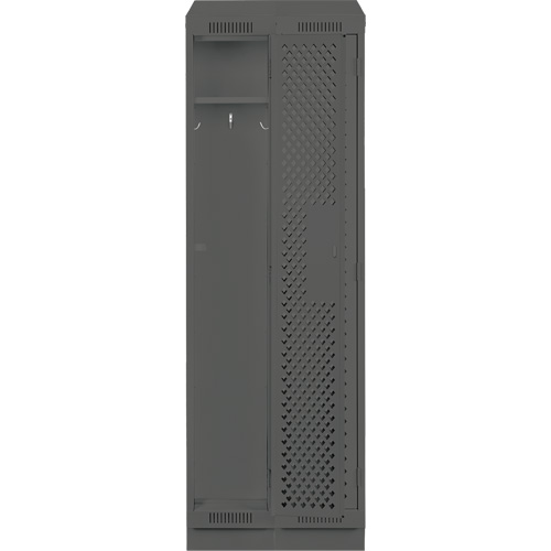 Clean Line Lockers, Bank of 2, 24" x 18" x 82", Steel, Charcoal, Rivet (Assembled), Perforated The Estey Group