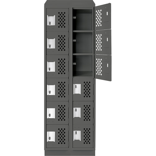 Assembled Lockerettes Clean Line Perforated Economy Lockers, 6 -tier, Bank of 2, 18" x 72" x 12", Steel The Estey Group
