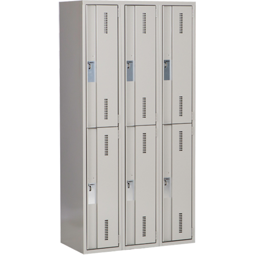 Concorde Heavy-Duty Lockers, 2 -tier, Bank of 3, 36" x 18" x 72", Steel, Grey, Welded (Assembled) The Estey Group