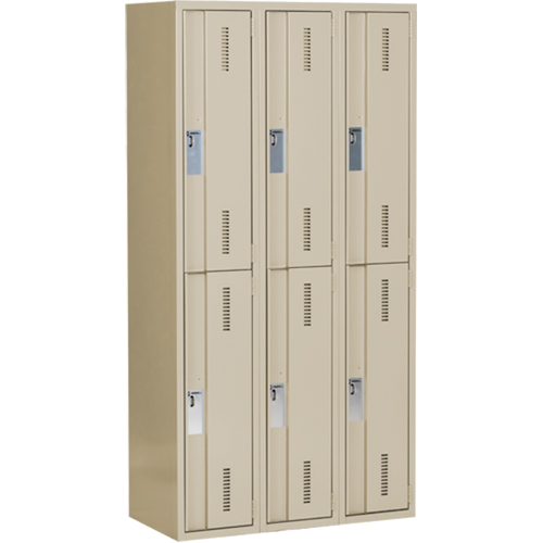 Casiers robustes Concorde, 2 niveaux, Bloc de 3, 36" x 18" x 72", Acier, Beige, Soud&eacute; (assembl&eacute;) The Estey Group