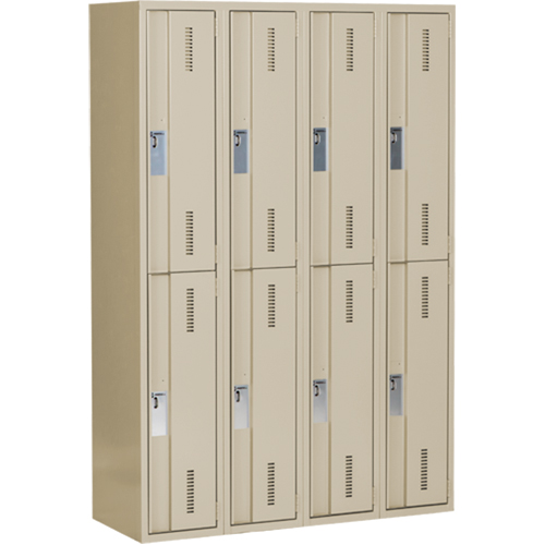 Concorde Heavy-Duty Lockers, 2 -tier, Bank of 4, 48" x 18" x 72", Steel, Beige, Welded (Assembled) The Estey Group