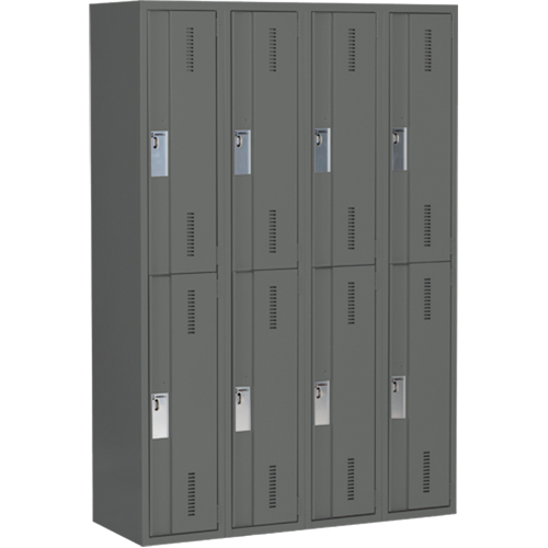 Concorde Heavy-Duty Lockers, 2 -tier, Bank of 4, 48" x 18" x 72", Steel, Charcoal, Welded (Assembled) The Estey Group