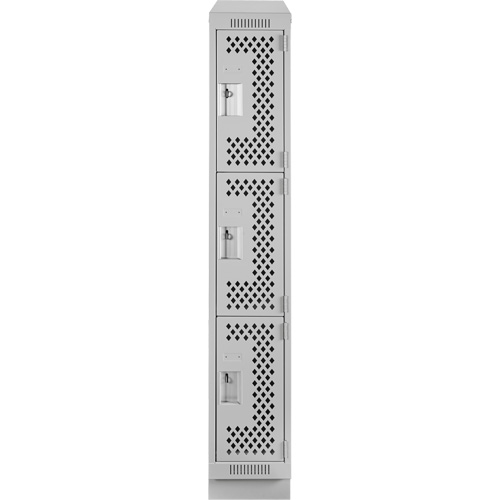 Casiers Clean Line, 3 niveaux, 12" x 12" x 72", Acier, Gris, Rivet (assembl&eacute;), Perfor&eacute; The Estey Group