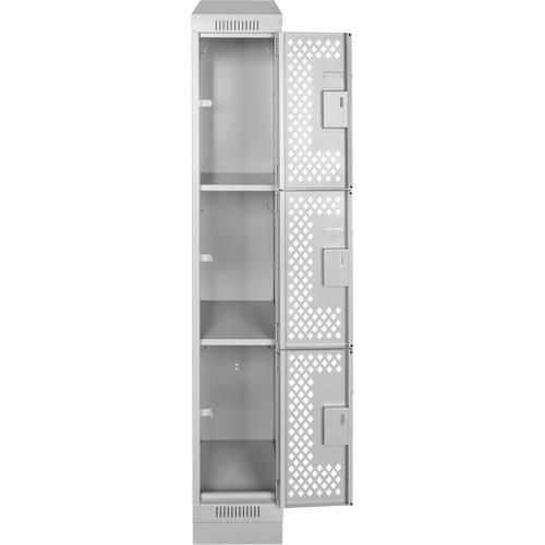 Casiers Clean Line, 3 niveaux, 12" x 12" x 72", Acier, Gris, Rivet (assembl&eacute;), Perfor&eacute; The Estey Group