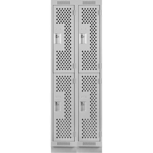 Casiers Clean Line, 2 niveaux, Bloc de 2, 24" x 12" x 76", Acier, Gris, Rivet (assembl&eacute;), Perfor&eacute; The Estey Group
