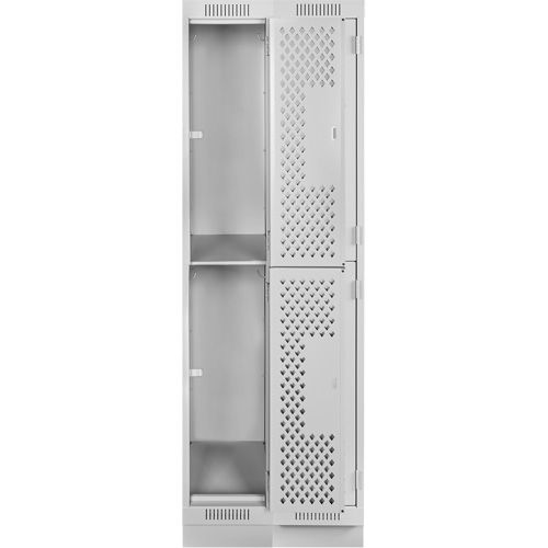 Casiers Clean Line, 2 niveaux, Bloc de 2, 24" x 12" x 76", Acier, Gris, Rivet (assembl&eacute;), Perfor&eacute; The Estey Group