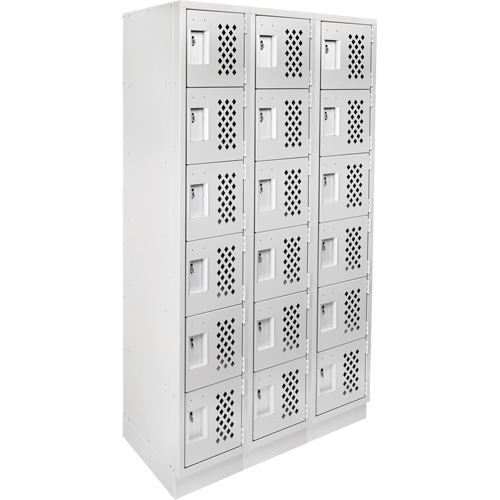 Clean-Line Perforated Lockerette, 6 -tier, Bank of 3, 12" x 72" x 12", Steel The Estey Group