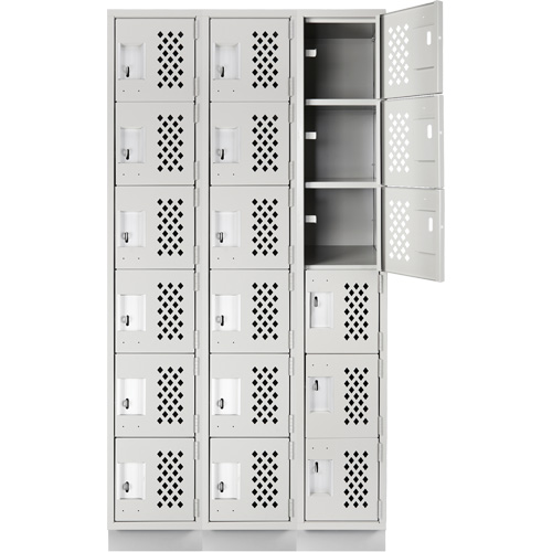 Clean-Line Perforated Lockerette, 6 -tier, Bank of 3, 12" x 72" x 12", Steel The Estey Group