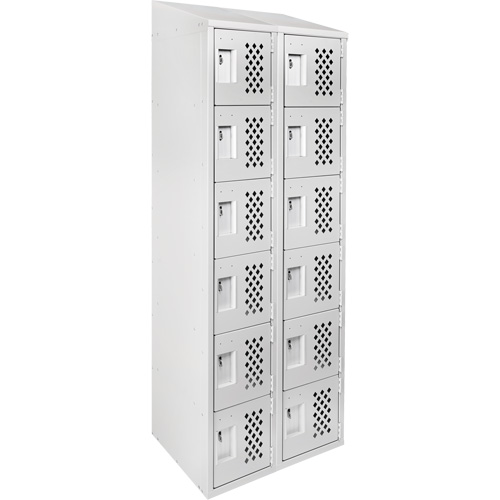 Assembled Lockerettes Clean Line Perforated Economy Lockers, 6 -tier, Bank of 2, 18" x 72" x 12", Steel The Estey Group