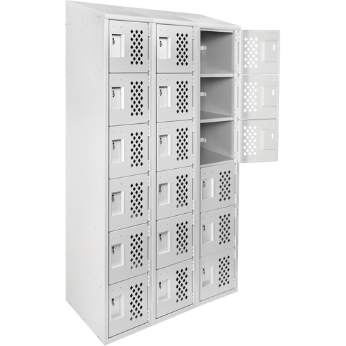 Clean-Line Perforated Lockerette, 6 -tier, Bank of 3, 15" x 72" x 12", Steel The Estey Group