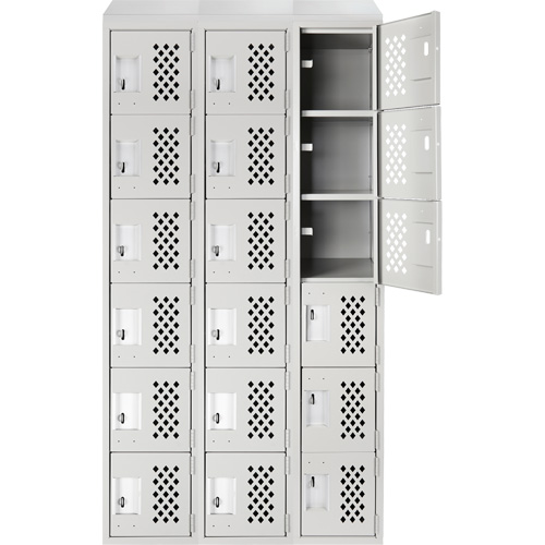 Clean-Line Perforated Lockerette, 6 -tier, Bank of 3, 15" x 72" x 12", Steel The Estey Group